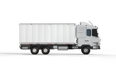 3d rendering logistic van trailer truck or lorry on white background