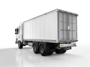 3d rendering logistic van trailer truck or lorry on white background