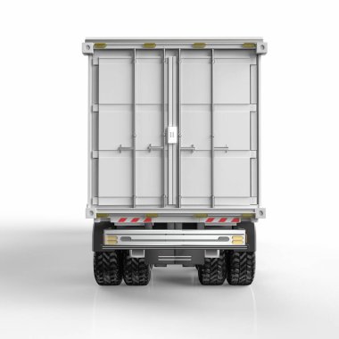 3d rendering logistic van trailer truck or lorry on white background