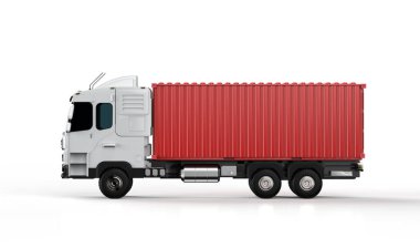 3d rendering logistic trailer truck or lorry with container on white background