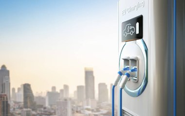3d EV şarj istasyonları ya da elektrikli araç şarj istasyonları grubu 
