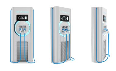 3d EV şarj istasyonları ya da elektrikli araç şarj istasyonları grubu 