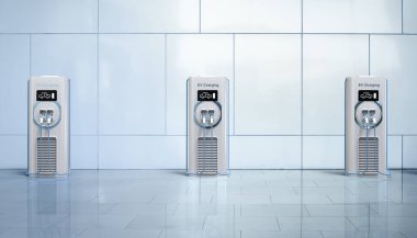 3d EV şarj istasyonları ya da elektrikli araç şarj istasyonları grubu 