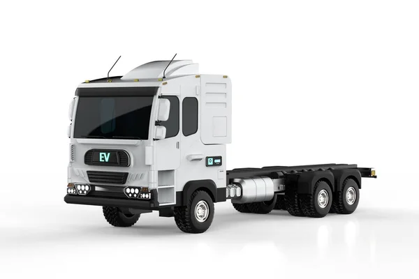 Rendering Logistic Trailer Truck Electric Vehicle Lorry White Background — Stockfoto