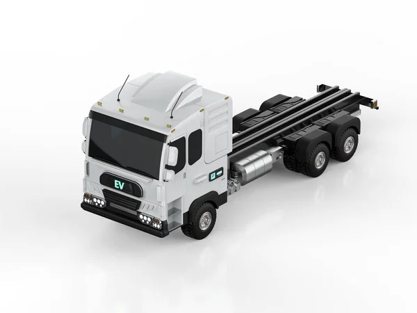 3d rendering ev logistic trailer truck or electric vehicle lorry on white background