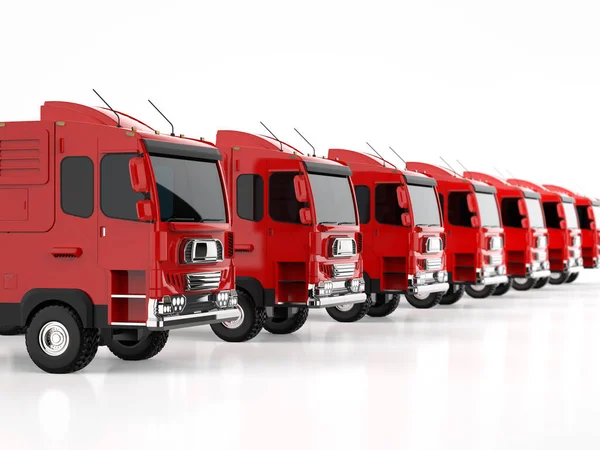 Rendering Group Logistic Trailer Trucks Lorries Row White Background — Fotografia de Stock