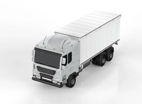 Rendering Logistic Van Trailer Truck Lorry White Background — 스톡 사진
