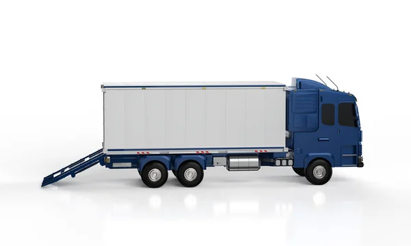 Rendering Logistic Trailer Truck Lorry Container Opened White Background — Zdjęcie stockowe