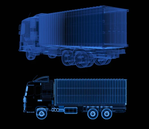 Rendering Ray Logistic Trailer Truck Lorry Black Background — Fotografia de Stock