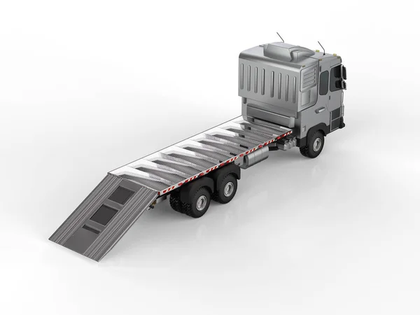 3d rendering logistic flatbed trailer truck or lorry on white background