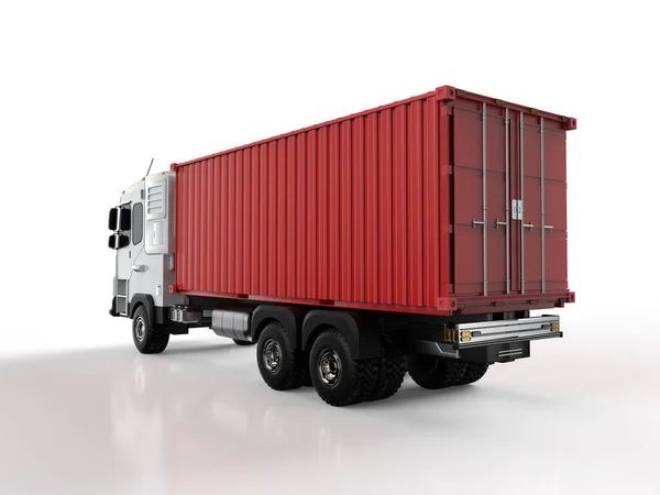Rendering Logistic Trailer Truck Lorry Container White Background — Stockfoto