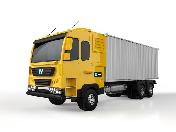 Rendering Logistic Truck Electric Vehicle Lorry White Background — Stockfoto