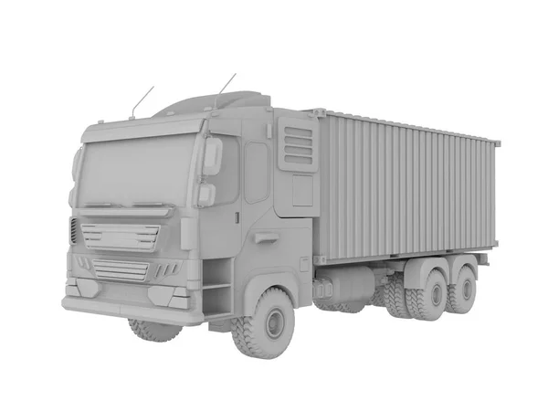 Rendering White Logistic Trailer Truck Lorry Model White Background — Stockfoto
