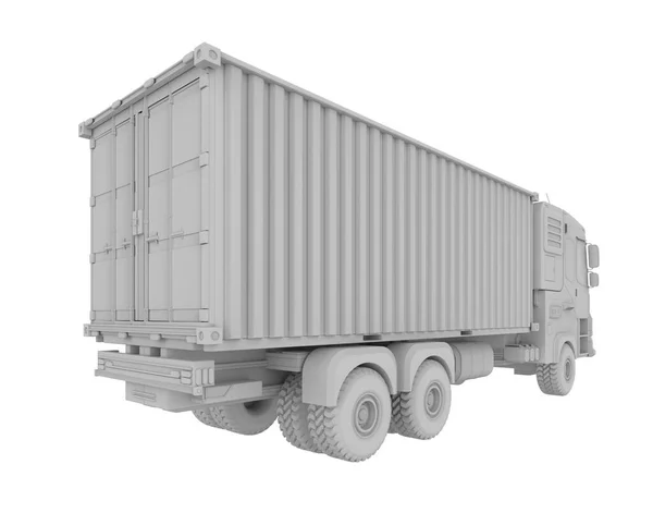 Rendering White Logistic Trailer Truck Lorry Model White Background — Stockfoto