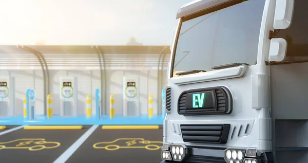 Rendering Logistic Truck Electric Vehicle Lorry Environment Friendly — Foto Stock