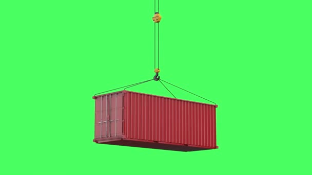 Red Container Hanging Green Screen — 图库视频影像