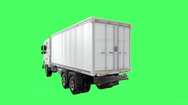 Logistic Truck Lorry Empty Container Open Green Screen — Vídeo de Stock