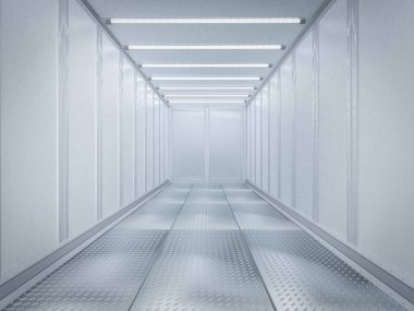 3d rendering interior white and clean empty container or storage room