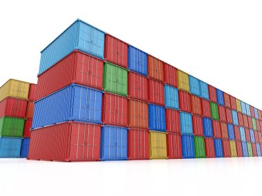 3d rendering stack of containers on white background