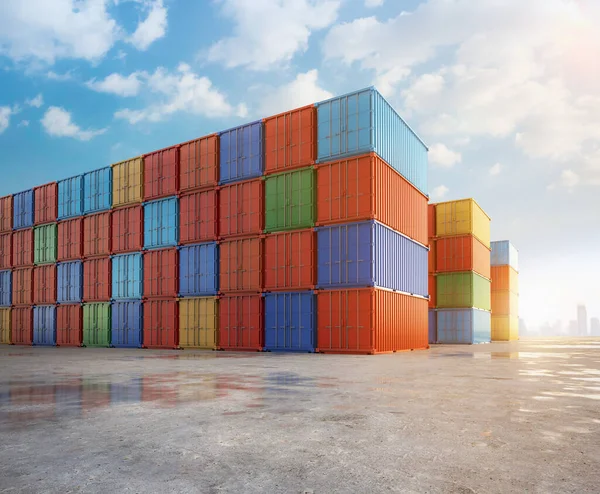Rendering Stack Containers Container Port Terminal — Stock Photo, Image