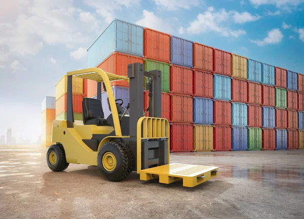 Rendering Forklift Truck Container Terminal — Stockfoto
