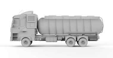 3d rendering white logistic oil tank semi trailer truck or lorry model on white background