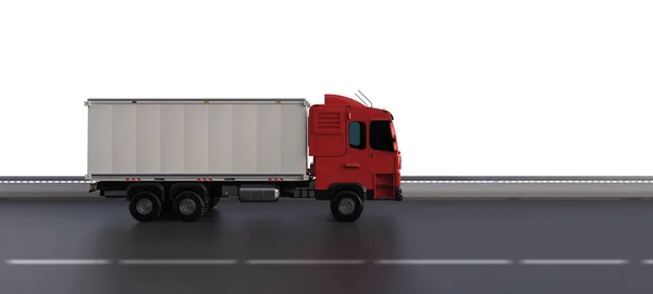 3d rendering logistic van trailer truck or lorry on highway