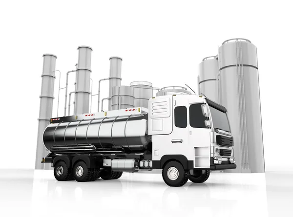 Rendering Logistic Oil Tank Semi Trailer Truck Oil Refinery — Stockfoto