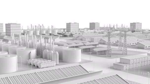 Renderização Modelo Indústria Branca Parque Imobiliário Industrial Inteligente Com Desenvolvimento — Vídeo de Stock