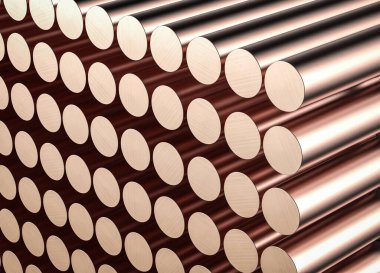 Fabrikada 3D parlayan bakır ambar yığını