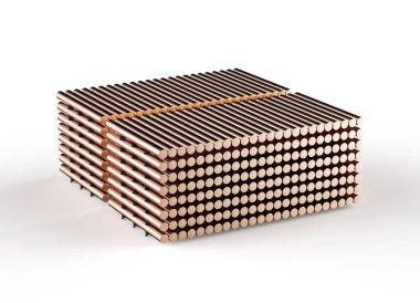 Fabrikada 3D parlayan bakır ambar yığını