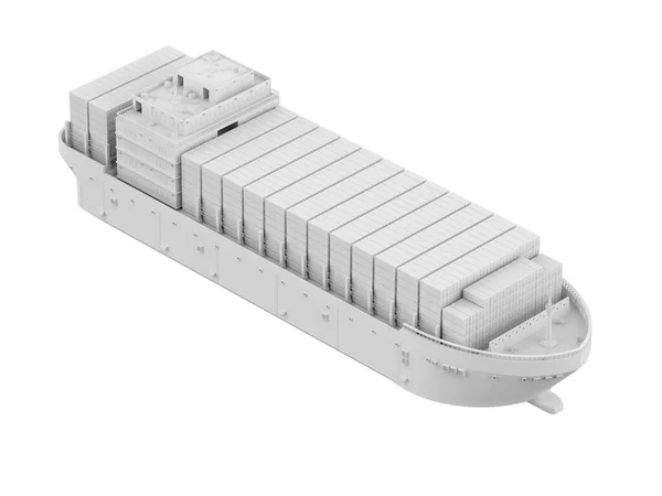 3D将白色货船或船舶模型在白色上隔离 — 图库照片