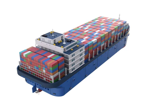 Rendering Cargo Ship Vessel Containers Isolated White — Stock Photo, Image