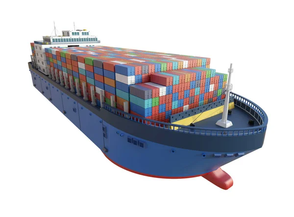 Vrachtschip Schip Met Wit Geïsoleerde Containers — Stockfoto