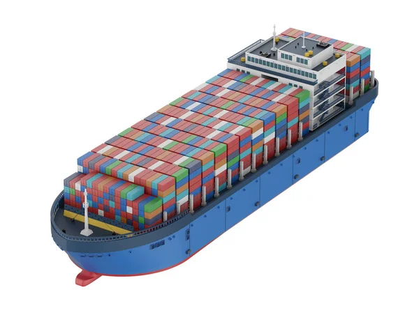 3D使货船或集装箱隔离在白色上的船只 — 图库照片