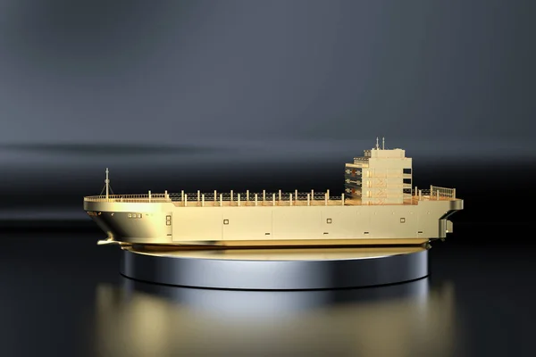 Rendering Golden Cargo Ship Vessel — Stock Photo, Image