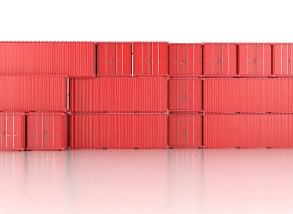 Rendering Stack Van Rode Containers Witte Achtergrond — Stockfoto