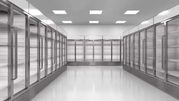 储存Hd镜头透明玻璃门的空商业冰箱 — 图库视频影像