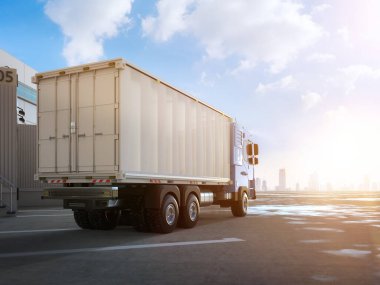 Depoda 3D lojistik kamyon ya da kamyon grupları oluşturuluyor