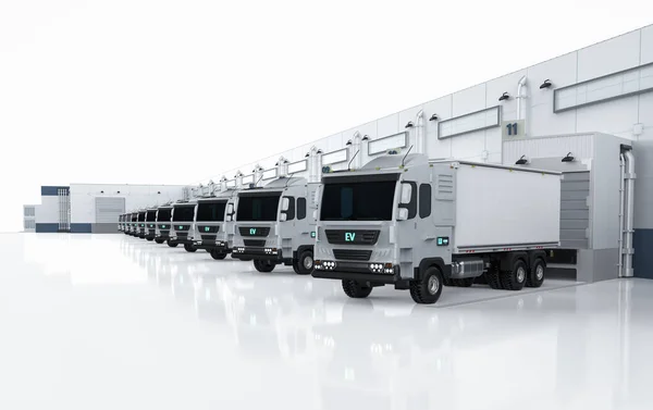 Rendering Gruppe Von Logistischen Lastkraftwagen Oder Lastkraftwagen Lager — Stockfoto