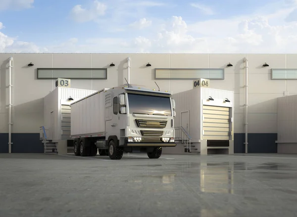 Rendering Gruppe Von Logistischen Lastkraftwagen Oder Lastkraftwagen Lager — Stockfoto