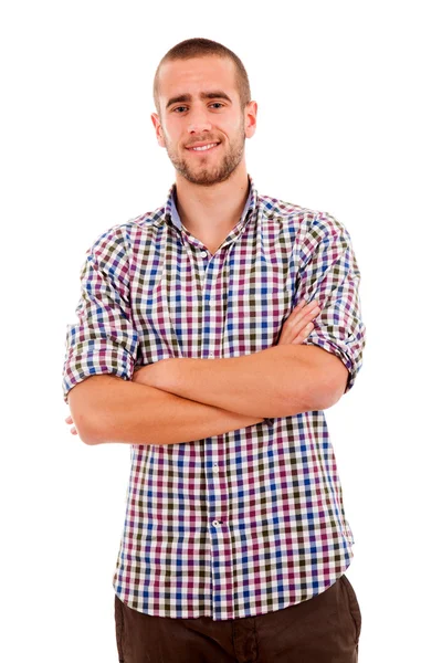 Young casual man portrait, isolated on white — Stock Photo, Image