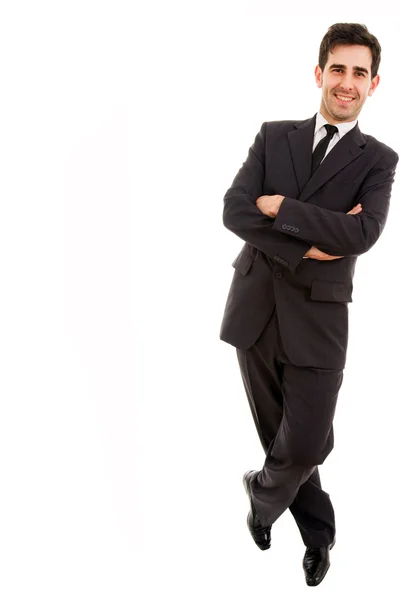 A business man leaning on white background — Stock Photo, Image