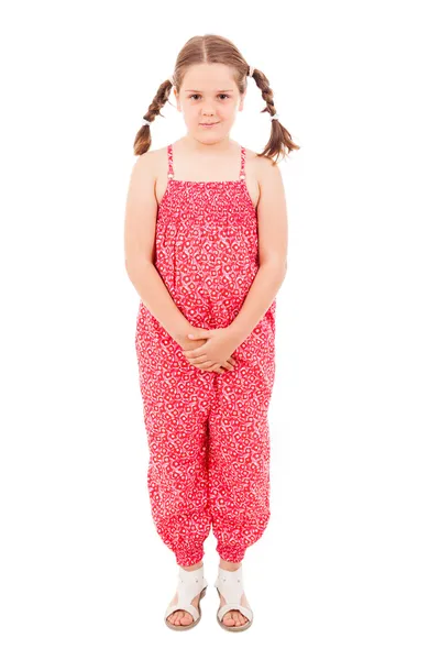 Retrato completo de una niña feliz sobre fondo blanco —  Fotos de Stock