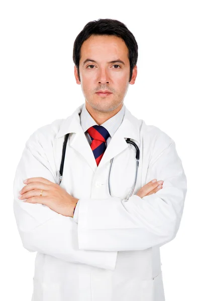 Orvos portré fehér háttér — Stock Fotó