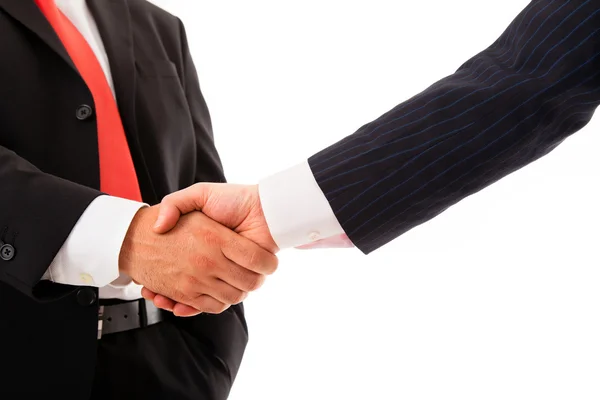 Schudden handen van twee zakenmannen, geïsoleerd op wit — Stockfoto