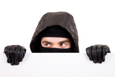 Beyaz arka plan üzerinde gizleme hırsız