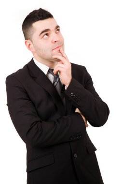 düşünme, yakışıklı genç iş adamı portresi ove izole