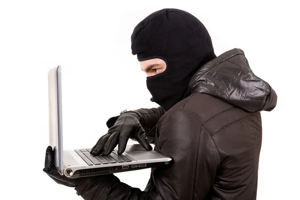 Computer hacker, geïsoleerd op witte achtergrond — Stockfoto