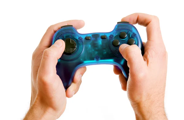 Video game controller in hand isolated on white background — Stock Photo, Image